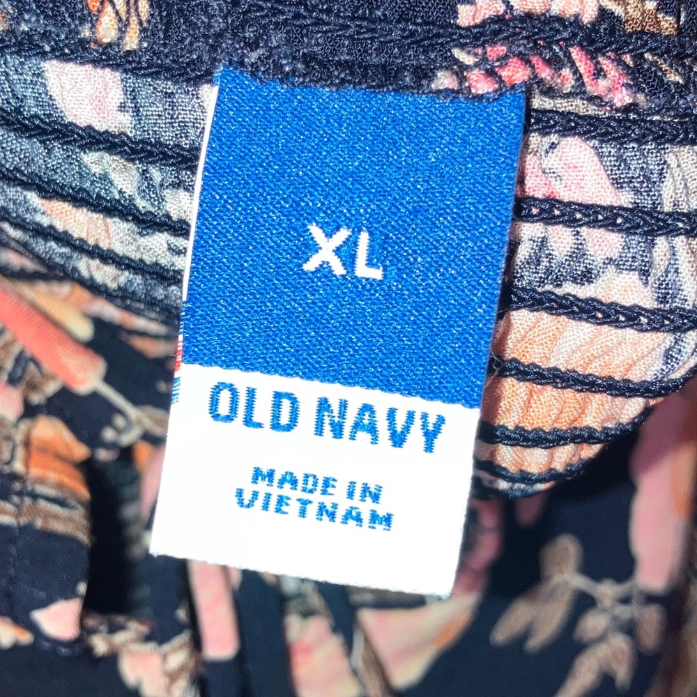Old Navy XL puff sleeve Floral navy and Pink dress - Picture 2 of 12